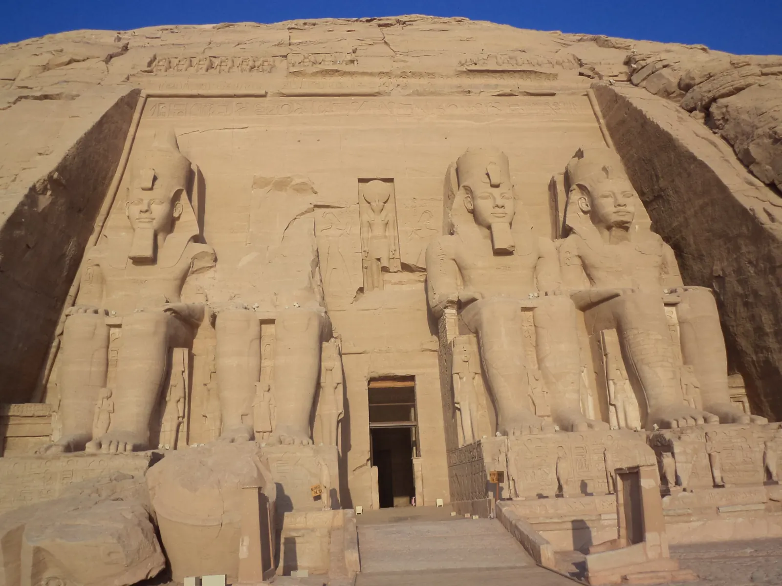 The four colossal seated statues of Ramesses II at the Great Temple of Abu Simbel